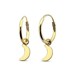 Wholesale 925 Sterling Silver Gold Plated Dangle Moon Charm Hoop Earrings