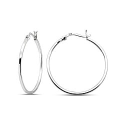 Wholesale 925 Sterling Silver Flat Plain Hoop Earring 2x35mm