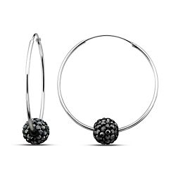Wholesale 925 Sterling Silver Ball Hoop Crystal Earrings
