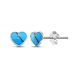 Silver Heart Shape Turquoise Stud Earring