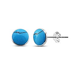 Wholesale Sterling Silver Round Turquoise Stud Earring