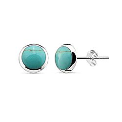 Silver Sea Green Turquoise Stud Earring