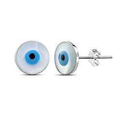 Wholesale Sterling Silver 10mm Round Evil Eye Earring Studs