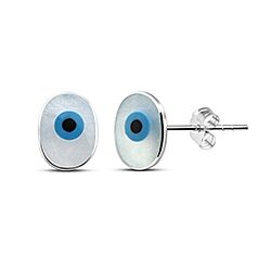 Wholesale 925 Sterling Silver 7mm Round Evil Eye Earring Studs