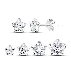 Wholesale Silver Star Shape Cubic Zirconia Stud Earrings 