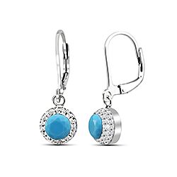 Wholesale Silver Crystal Turquoise Stone Earrings