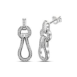 Wholesale 925 Sterling Silver Zipper Cubic Zirconia Rhodium Plated Stud Earrings