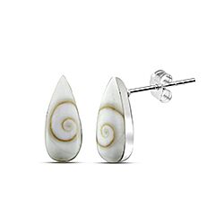 Silver Teardrop Shape Shiva Eye Stud Earring