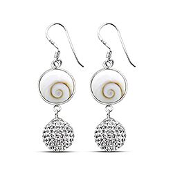 Wholesale Silver Round Dangling Crystal Ball Shiva Eye Earring