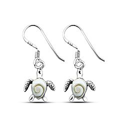Wholesale 925 Sterling Silver Oxidized Dangling Turtle Shiva Eye Earrings