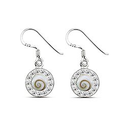 Wholesale 925 Sterling Silver Shell Round Crystals Shiva Eye Earrings