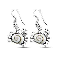 Wholesale 925 Sterling Silver Shell Crab Dangle Shiva Eye Earrings