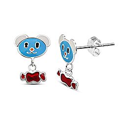 Wholesale 925 Sterling Silver Bear Dangle Candy Kids Stud Earrings   