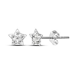 Wholesale 925 Sterling Silver Star Crystal Kids Stud Earrings  