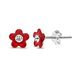 Wholesale 925 Sterling Silver Enamel Tiny Flower Kids Stud Earrings   