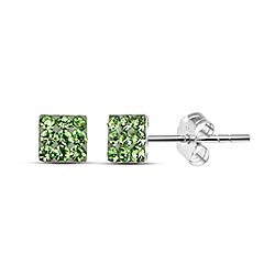 Wholesale 925 Sterling Silver Square Crystal Kids Stud Earrings