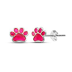 Wholesale 925 Sterling Silver Pink Paw Kids Stud Earrings   