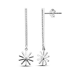 Wholesale 925 Sterling Silver White Flower Cubic Zirconia Sparkly Stud Earrings