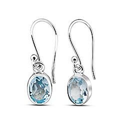 Wholesale 925 Sterling Silver Swiss Blue Topaz Round Semi Precious Earrings
