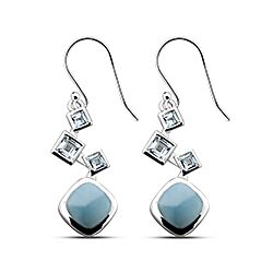 Real blue topaz with turquoise stone earring 
