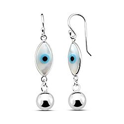 Wholesale Silver Evil Eye Dangle Ball Earrings