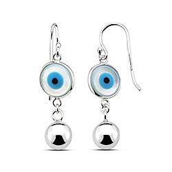 Wholesale Silver Evil Eye Round Dangle Ball Earrings