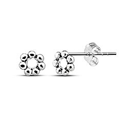 Wholesale Silver Oxidized Round Spacer Bead Stud Earring