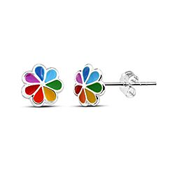 Wholesale 925 Sterling Silver Colorful Enamel Kids Stud Earrings 