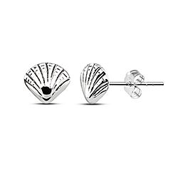 Wholesale 925 Silver Oxidized Seashell Stud Earring