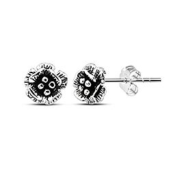 Wholesale Silver Oxidized Rose Flower Stud Earring