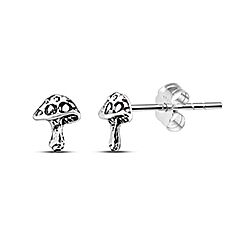 Wholesale 925 Silver Oxidized Mushroom Stud Earring