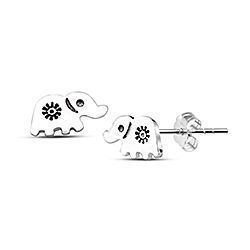 Wholesale 925 Silver Funny Cat Oxidized Stud Earrings