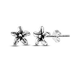 Wholesale Silver Oxidized Minimalist Flower Stud Earring
