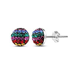 Silver Stud Earrings - Rainbow Crystal