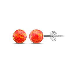 925 Silver Fire Opal Stud Earring