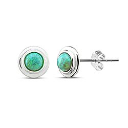 Wholesale 925 Silver Fire Green Opal Stud Earrings