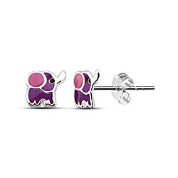 Tiny Purple Elephant Kids Silver Earring