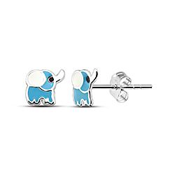 Blue Elephant Kids Silver Stud Earrings 