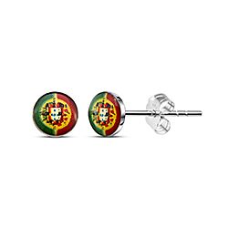 Portugal flag kids ear stud Silver