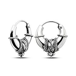 Wholesale 925 Sterling Silver 17 mm  Vintage Design Plain Hoop Earrings 