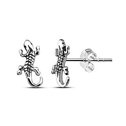 Wholesale Silver Sterling 925 Heart Lizard Oxidized Stud Earrings