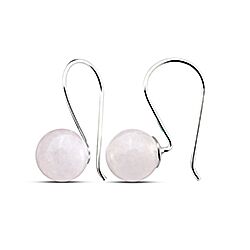 Wholesale 925 Sterling Silver White Agate Round Semi Precious Earrings
