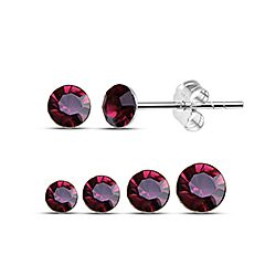 Wholesale Sterling Silver Amethyst Birthstone Preciosa Crystal Stud Earrings