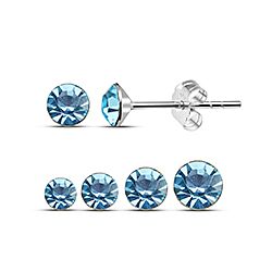 Wholesale 925 Sterling Silver Aquamarine March Birthstone Stud Earrings