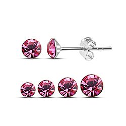 wholesale 925 Sterling Silver Rose birthstone stud earrings