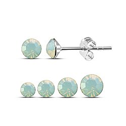 Wholesale 925 Sterling Sliver Green Crystal Stud Earrings