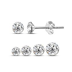 wholesale 925 Sterling Silver Crystal white birthstone stud earrings