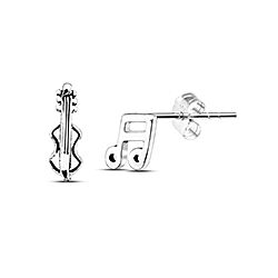 Wholesale Silver Oxidized Guitar Musical Note Stud Earring