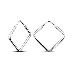 Wholesale 925 Sterling Silver 18mm Square Shaped Plain Hoop Earrings