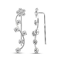 Wholesale 925 Sterling Silver Crystal Flower Crawler Ear Climber Earrings